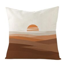 Cuscino per divano stampato tramonto con stampa centrale su richiesta, dimensioni: 40x40 cm (lino bianco)