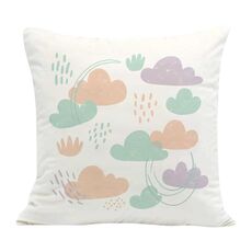 Cuscino per divano stampato con nuvole e stampa centrale su richiesta, dimensioni: 35x35 cm (velluto olandese)