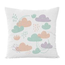 Cuscino per divano stampato con nuvole e stampa centrale su richiesta, dimensioni: 35x35 cm (velluto granulare twill)