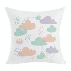 Cuscino per divano stampato con nuvole e stampa centrale su richiesta, dimensioni: 35x35 cm (elasticità bidirezionale)