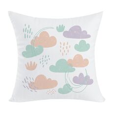 Cuscino per divano stampato con nuvole e stampa centrale su richiesta, dimensioni: 40x40 cm (peluche corto)