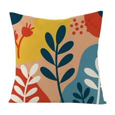 Cuscino per divano stampato con rami colorati con stampa centrale su richiesta, dimensioni: 35x35 cm (lino bianco)