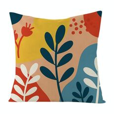 Cuscino per divano stampato con rami colorati con stampa centrale su richiesta, dimensioni: 50x50 cm (lino bianco)