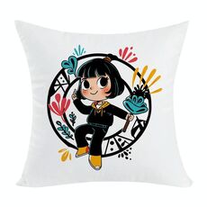 Cuscino per divano stampato con stampa centrale a richiesta, dimensioni: 35x35 cm (velluto color pesca)