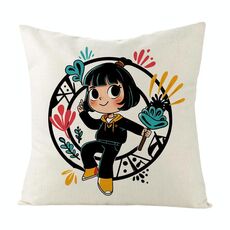 Cuscino per divano stampato con stampa centrale a richiesta, dimensioni: 50x50 cm (lino bianco)
