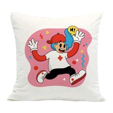 Cuscino per divano stampato con motivo a forma di bambino rosa con stampa centrale su richiesta, dimensioni: 40x40 cm (velluto olandese)