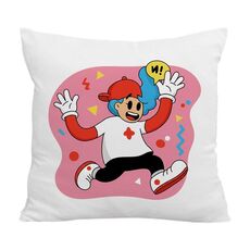 Cuscino per divano stampato con motivo a forma di bambino rosa con stampa centrale su richiesta, dimensioni: 50x50 cm (velluto di cristallo)