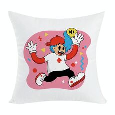 Cuscino per divano stampato con motivo a forma di bambino rosa con stampa centrale su richiesta, dimensioni: 50x50 cm (elasticità bidirezionale)
