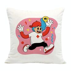 Cuscino per divano stampato con motivo a forma di bambino rosa con stampa centrale su richiesta, dimensioni: 60x60 cm (velluto olandese)