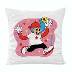 Cuscino per divano stampato con motivo a forma di bambino rosa con stampa centrale su richiesta, dimensioni: 60x60 cm (velluto granulare Twill)