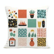 Cuscino per divano stampato a griglia con stampa centrale su richiesta, dimensioni: 45x45 cm (velluto olandese)