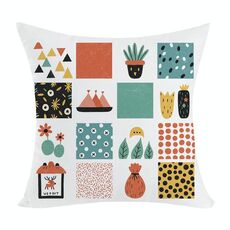 Cuscino per divano stampato a griglia con stampa centrale su richiesta, dimensioni: 60x60 cm (peluche corto)