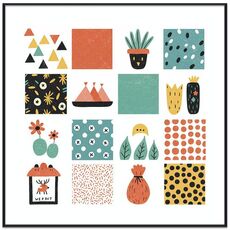 Quadro decorativo a griglia con cornice PS Stampa su richiesta, dimensioni: 50x50 cm
