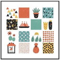 Quadro decorativo a griglia con cornice PS Stampa su richiesta, dimensioni: 90x90 cm