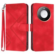 Per Honor X60 / X9c Smart Line Pattern Custodia in pelle con motivo Skin Feel (rosso)