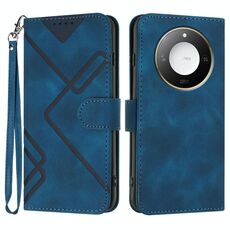 Per Honor X60 / X9c Smart Line Pattern Custodia in pelle con motivo Skin Feel (blu reale)