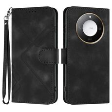 Per Honor X60 / X9c Smart Line Pattern Custodia in pelle con motivo Skin Feel (nero)