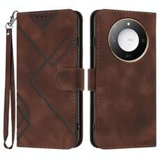 Per Honor X60 / X9c Smart Line Pattern Custodia in pelle con motivo Skin Feel (caffè)