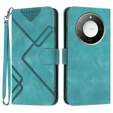 Per Honor X60 / X9c Smart Line Pattern Custodia in pelle con motivo Skin Feel (azzurro chiaro)