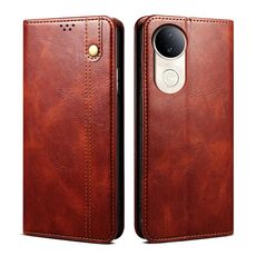 Per vivo V50 Custodia per telefono in pelle con texture Crazy Horse Oil Wax (marrone)