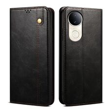 Per vivo V50 Custodia per telefono in pelle con texture Crazy Horse Oil Wax (nero)