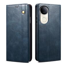 Per vivo V50 Custodia per telefono in pelle con texture Crazy Horse Oil Wax (blu)