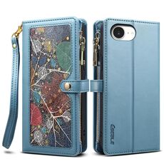 Per iPhone 16e ESEBLE Star Series Portafoglio con cerniera e cordino RFID in pelle (blu)