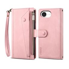Per iPhone 16e ESEBLE Retro Frosted RFID Flip Custodia in pelle per telefono (oro rosa)