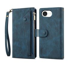 Per iPhone 16e ESEBLE Retro Frosted RFID Flip Custodia in pelle per telefono (verde scuro)
