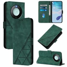 Custodia per telefono in pelle con flip in rilievo 3D per Honor X9C Smart Global Crossbody (verde scuro)