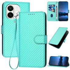 Per Tecno Spark 30C 5G / Pop 9 5G YX0070 Custodia in pelle con fibbia in fibra di carbonio e cordino (azzurro)