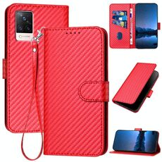 Per vivo S9 YX0070 Custodia in pelle con fibbia in fibra di carbonio con cordino (rosso)