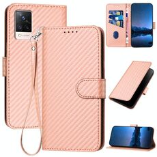 Per vivo S9 YX0070 Custodia in pelle con fibbia in fibra di carbonio con cordino (rosa)