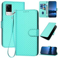 Per vivo S9e YX0070 Custodia in pelle con fibbia in fibra di carbonio con cordino (azzurro chiaro)