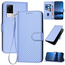 Per vivo S9e YX0070 Custodia in pelle con fibbia in fibra di carbonio con cordino (viola chiaro)
