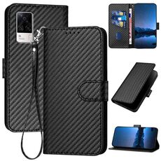 Per vivo S9e YX0070 Custodia in pelle con fibbia in fibra di carbonio con cordino (nero)