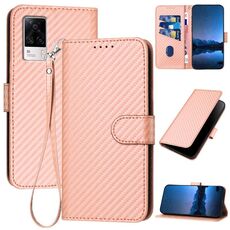 Per vivo S9e YX0070 Custodia in pelle con fibbia in fibra di carbonio con cordino (rosa)