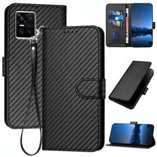 Per vivo S10 / S10 Pro YX0070 Custodia in pelle con fibbia in fibra di carbonio con cordino (nero)