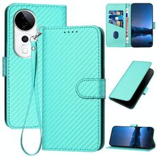 Per vivo S19 Pro YX0070 Custodia in pelle con fibbia in fibra di carbonio con cordino (azzurro chiaro)