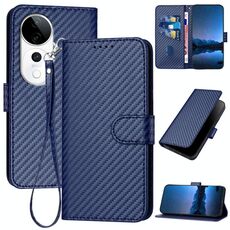 Per vivo S19 Pro YX0070 Custodia in pelle con fibbia in fibra di carbonio e cordino (blu reale)