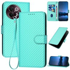 Per vivo V30e YX0070 Custodia in pelle con fibbia in fibra di carbonio con cordino (azzurro chiaro)