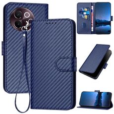 Per vivo V30e YX0070 Custodia in pelle con fibbia in fibra di carbonio e cordino (blu reale)