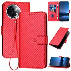 Per vivo Y200i YX0070 Custodia in pelle con fibbia in fibra di carbonio con cordino (rosso)