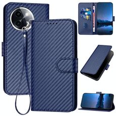 Per vivo Y200i YX0070 Custodia in pelle con fibbia in fibra di carbonio e cordino (blu reale)