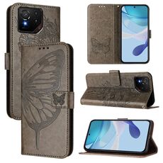 Per Asus ROG Phone 9 / 9 Pro Custodia in pelle con motivo a farfalla in rilievo (grigio)