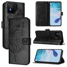 Per Asus ROG Phone 9 / 9 Pro Custodia in pelle con motivo a farfalla in rilievo (nero)