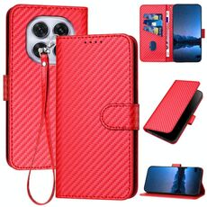 Custodia in pelle con fibbia in fibra di carbonio e cordino per Redmi Note 14 Pro 4G YX0070 (rosso)