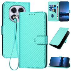 Custodia in pelle con fibbia in fibra di carbonio e cordino per Redmi Note 14 Pro 4G YX0070 (azzurro chiaro)
