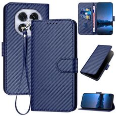 Per Redmi Note 14 Pro 4G YX0070 Custodia in pelle con fibbia in fibra di carbonio e cordino (blu reale)