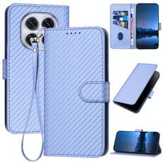 Per Redmi Note 14 Pro 4G YX0070 Custodia in pelle con fibbia in fibra di carbonio e cordino (viola chiaro)